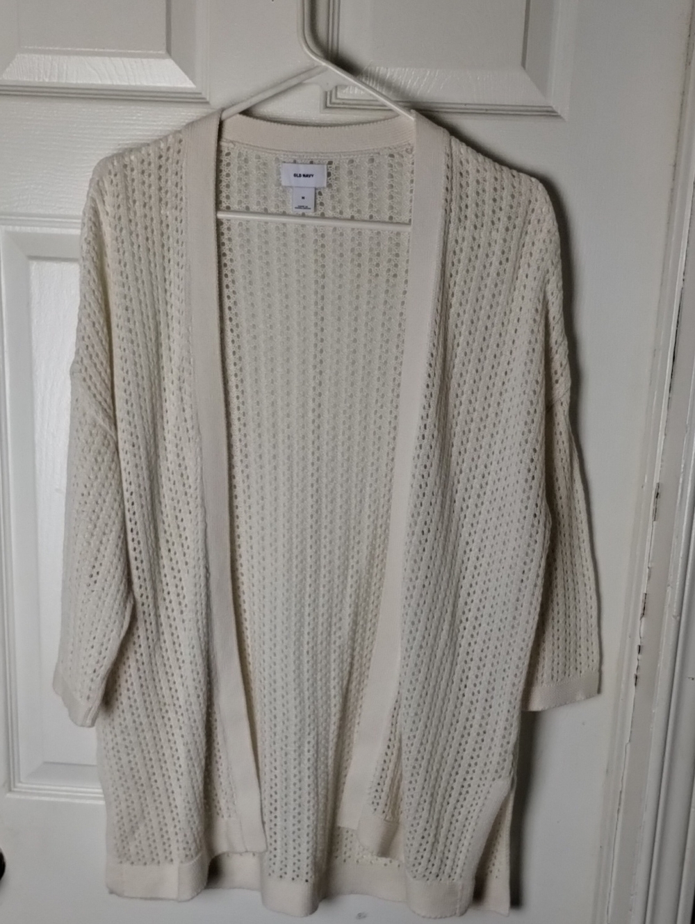 Old Navy Ivory Open-Weave Draped Cardigan